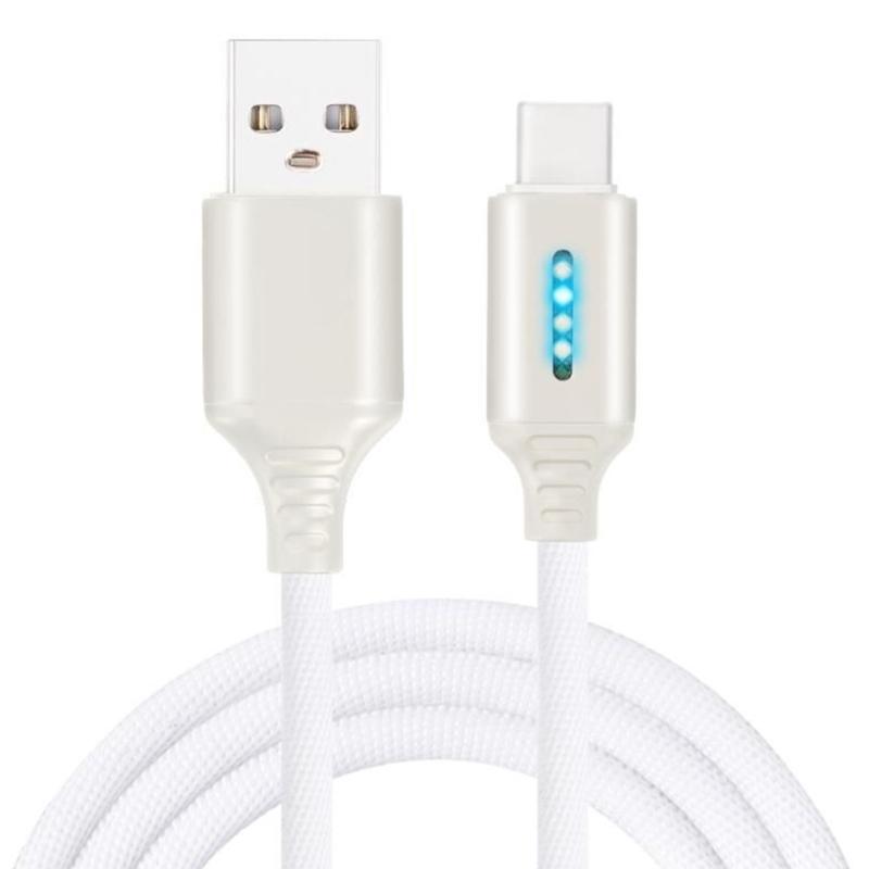 Metal USB to USB C Cable Charging Cable with LED Light Fast Charging Power Delivery Cable for Phone Tablet Laptop