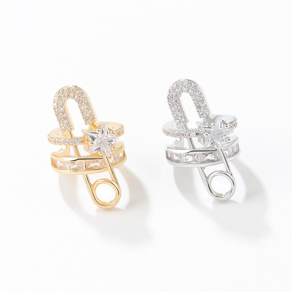 Pin Exquisite Simple Paper Clip Style Earring Zircon Ear Clip Women Jewelry Korean Style Ear Cuff