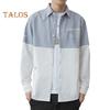 Vår høst herre skjorte turn-down krage trykt colorblock button-down cardigan løs Streetwear Young Cargo Style skjorte kåpe