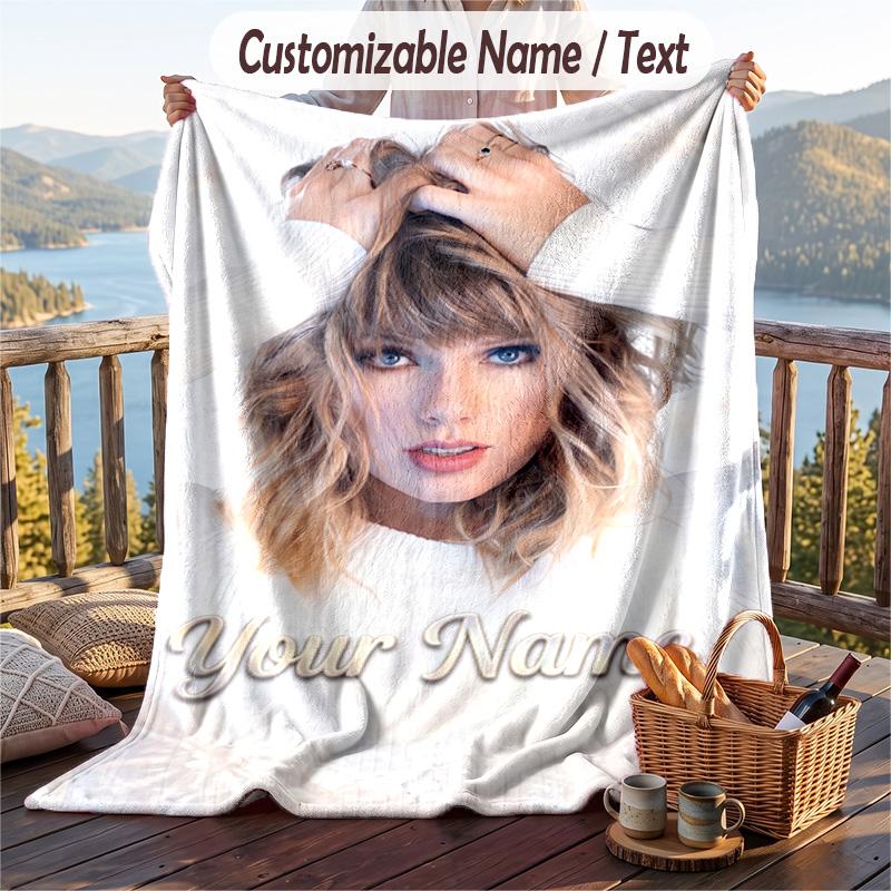 Personalized Flannel Throw Blanket,Taylor Swift Custom Printed Name, Cozy Plush Blanket For Home Use