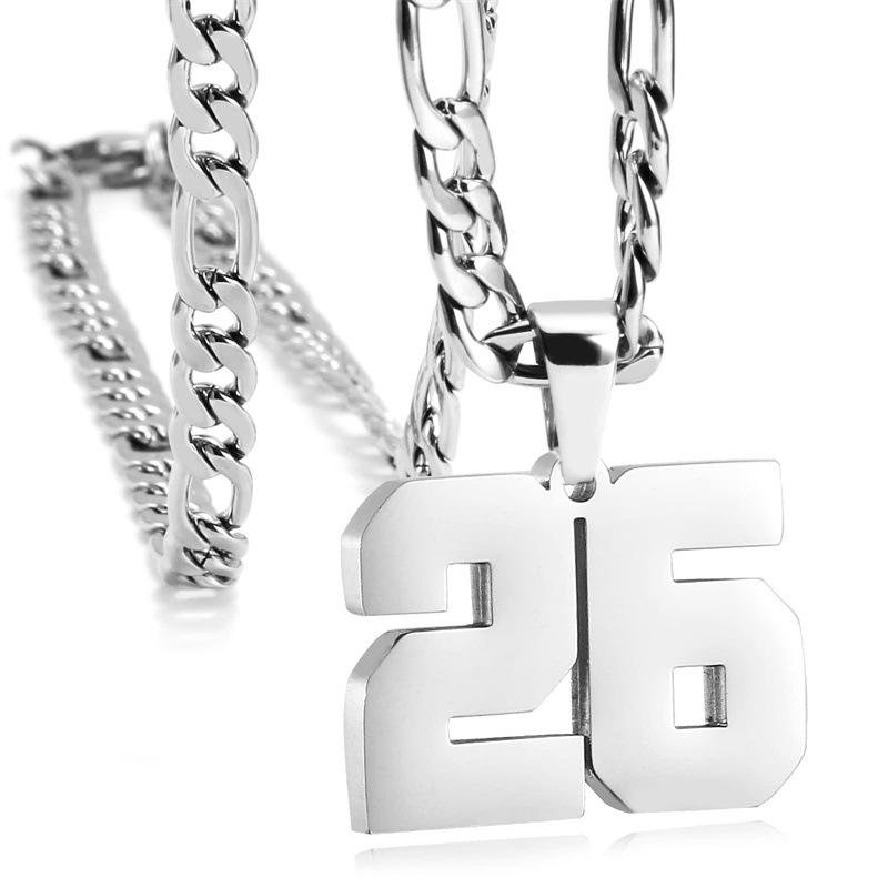 Men's Athlete Stainless Steel Sports Digital Necklace Baseball/Basketball/Soccer Team Inspiration Jewelry Spot