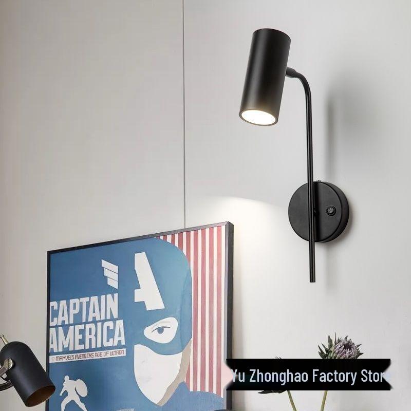 Nordic Postmodern Minimalist Rotatable Wall Lamp with Switch for Living Room or Bedroom.