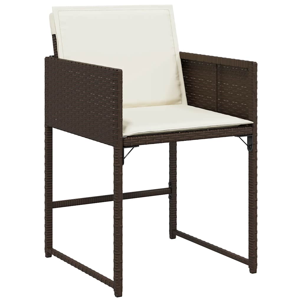 17 Piece Garden Dining Set with Cushions Brown Poly Rattan