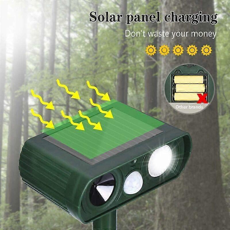 Ultrasonic Garden Cat Repeller 5 Modes USB or Solar Powered Cat Repeller with Ground Stake