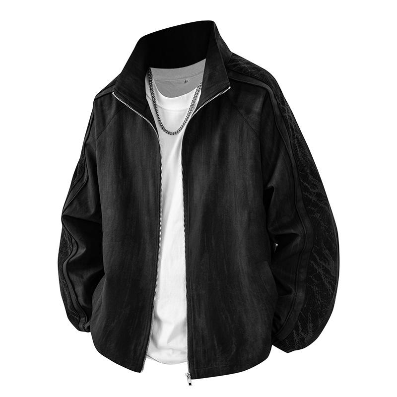 

Button-down jacket for men - Spring/Autumn loose casual top - Large size casual coat M чёрный