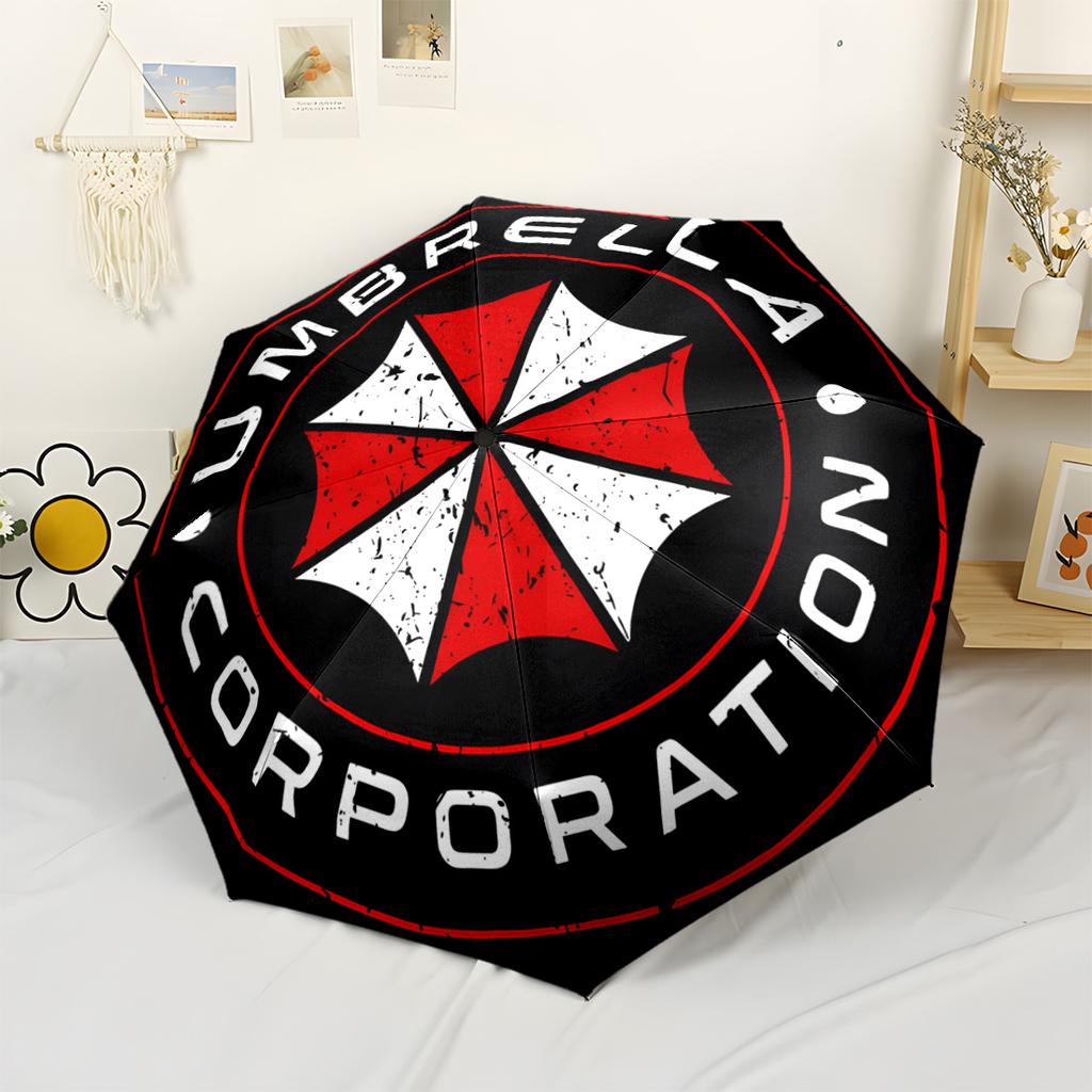 Umbrella Corporation Emblem Compact Travel Automatic Umbrella Compact 8-Rib Design Compact Design for Outdoor Daily Use Outdoor Accessory