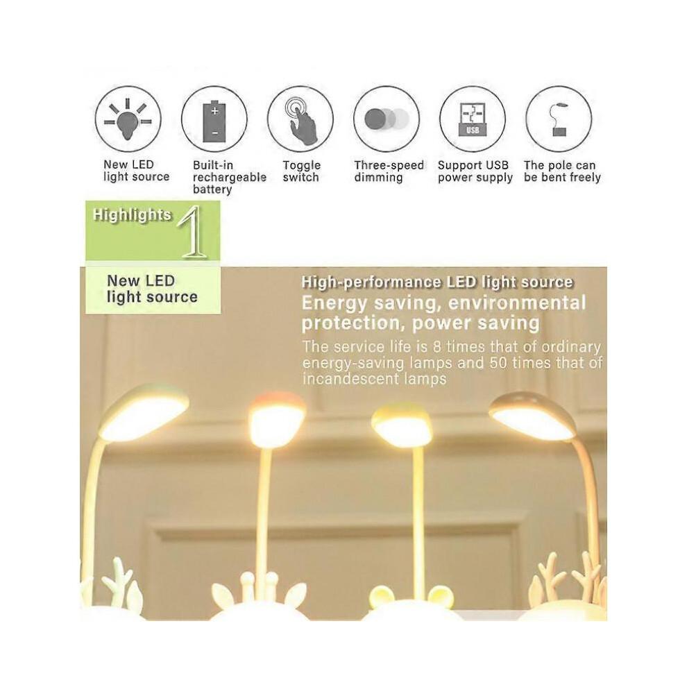 LED USB Rechargeable Desk Lamp Three-speed Dimming Eye Protection
