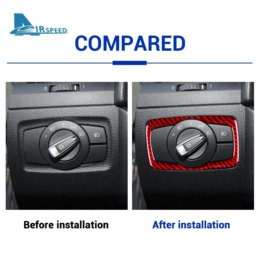Stickers Carbon Fiber For BMW 1 Series E81 E82 E87 E88 2008-2013 Headlight Switch Frame Trim Car Styling Decoration Accessories