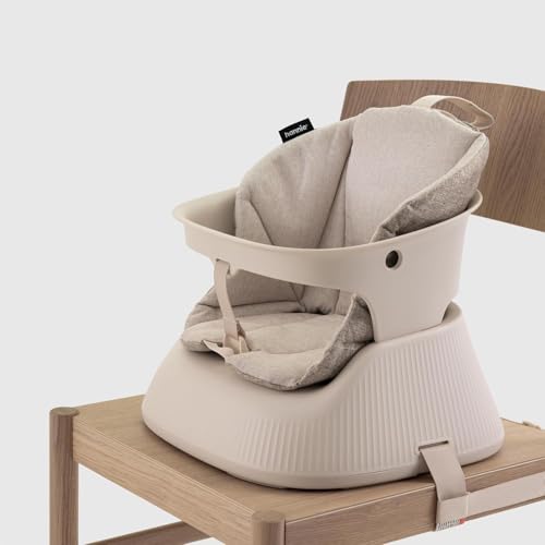 HANNIE Booster Chair (White Sand) - Portable, Foldable, and Stylish for Babies 6 Months to 5 Years Old, Authentic Japanese Product