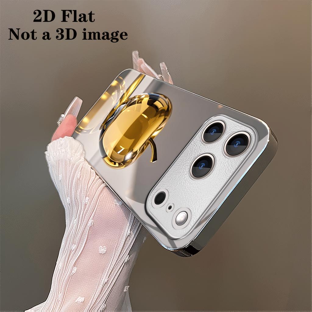 Gold base transparent fruit electroplated glass Phone Case for iPhone 17 16 15 14 13 12 11 Pro Max Plus shock protection Cover
