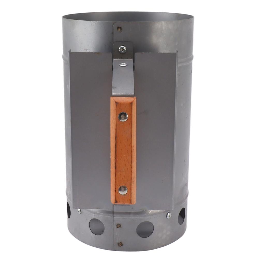 Aprinzător de coș pentru grătar cu mâner de lemn, compact, pentru grătar, pentru gătit în aer liber, camping