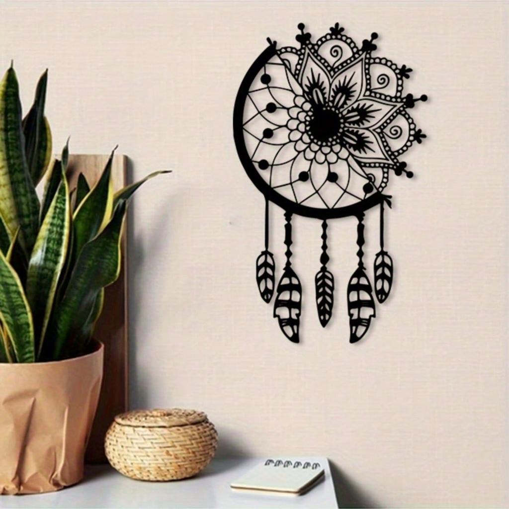 Bohemian Dreamcatcher Wall Hanging with Feathers Flowers for Indoor Outdoor Decor Gift