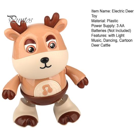 Kids Electric Deer Toy with LED Light Music Singing Dancing Cartoon Elk Toy Toddlers Interactive Educational Movable Eyes Animal Musical Toy