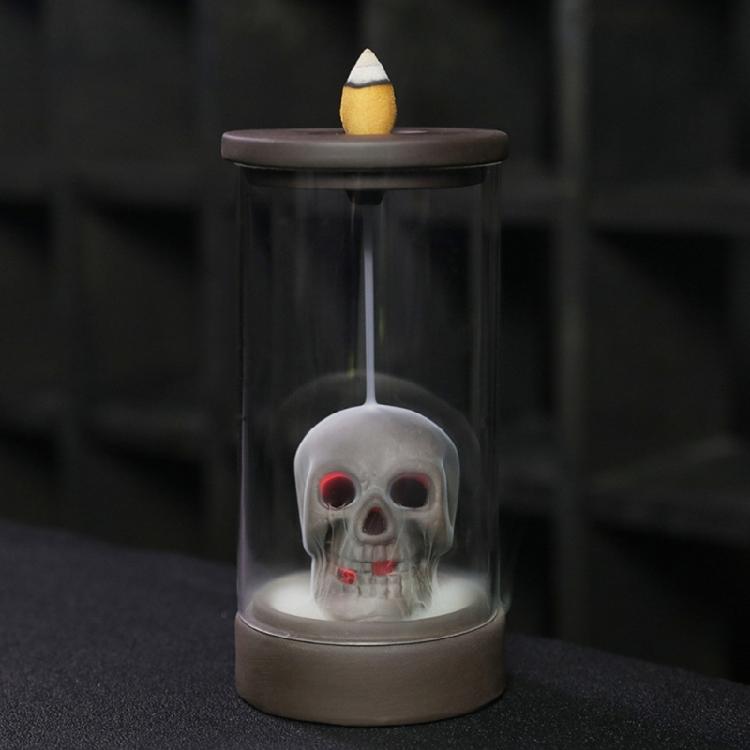 Windproof Lampshade LED Skull Ceramics Incenses Burners Waterfall Backflow Incenses Cones Holders for Home Decoration