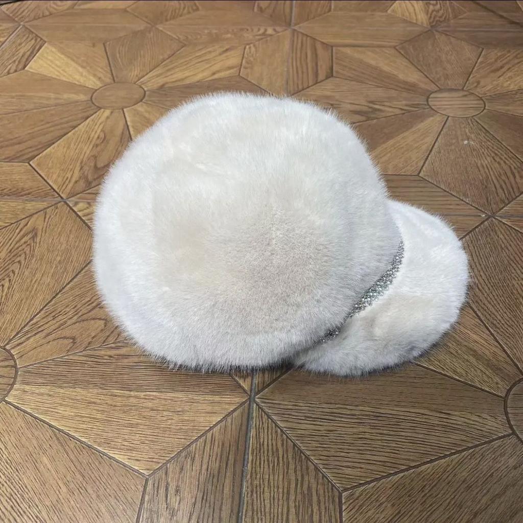Imitation Mink Hat Women's Winter Foreign Style Big Eaves Duck Tongue Fashion Beret Elastic Cold Hat