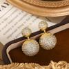 Elegant Micro-Paved Zircon Round Ball Earrings: Light Luxury Style Studs