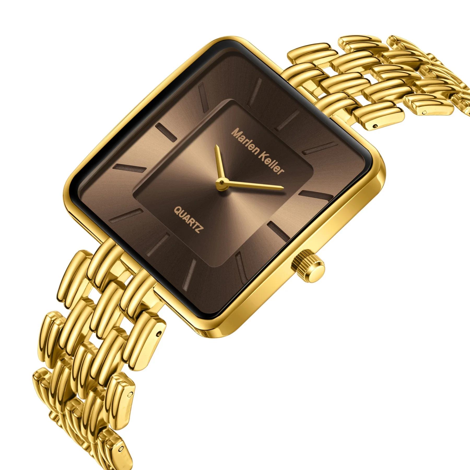 

Квадратные Золотые Женские Браслетные Часы Топ Бренд Люксовые Водонепроницаемые Ретро Продвинутые Цепочные Часы Подарок Женские Наручные Часы Для Женщин Часы коричневый