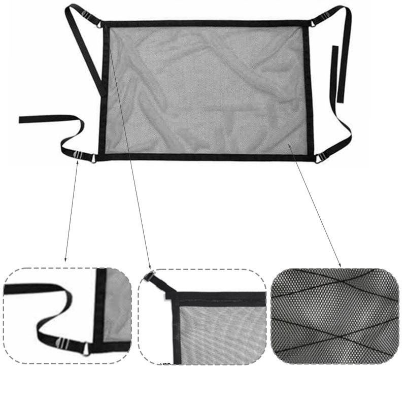 Car Ceiling Cargo Net Pocket Compatible with Vans and SUVs Adjustable Double-Layer Ceiling Storage Net Car Ceiling Storage Bag