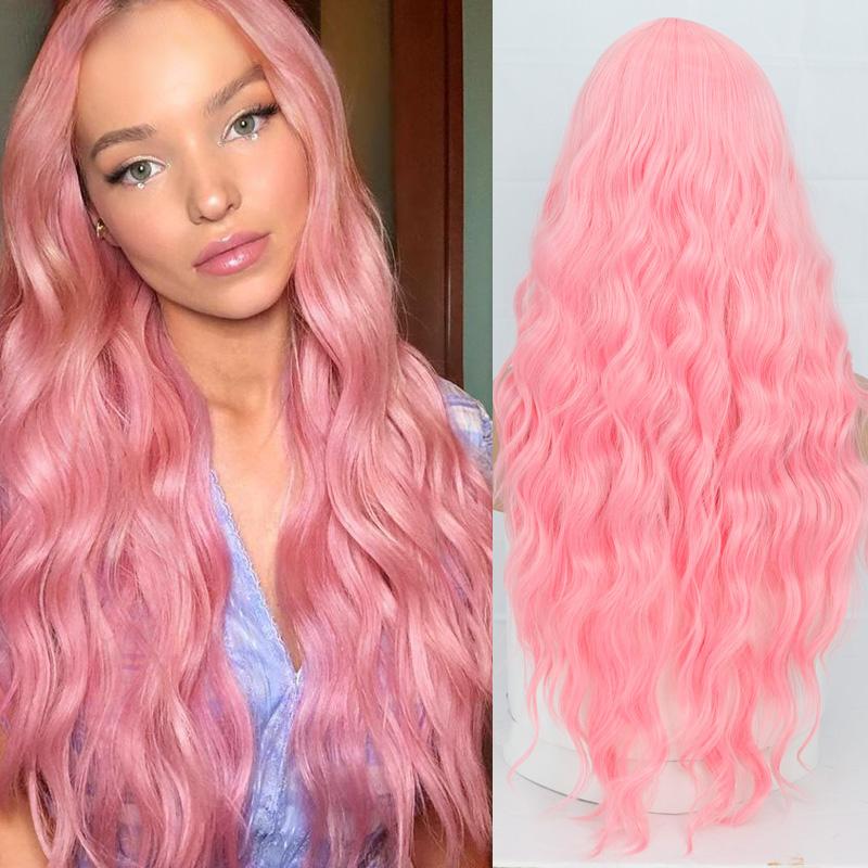 

MERISIHAIR Золотой градиент волнистый длинный парик без челки оранжевый синий парик из синтетического волокна для дам косплей