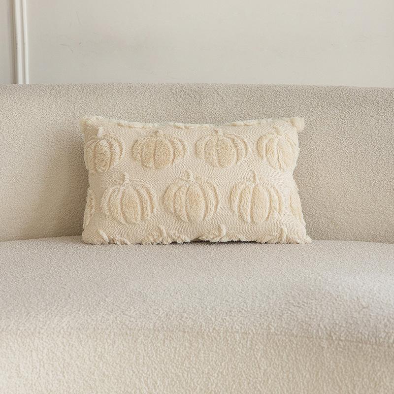 

Halloween Pumpkin Embroidery Plush Pillowcase Harvest Festival Living Room Sofa Cover Bedroom Bedding Throw Pillow Cover Decor