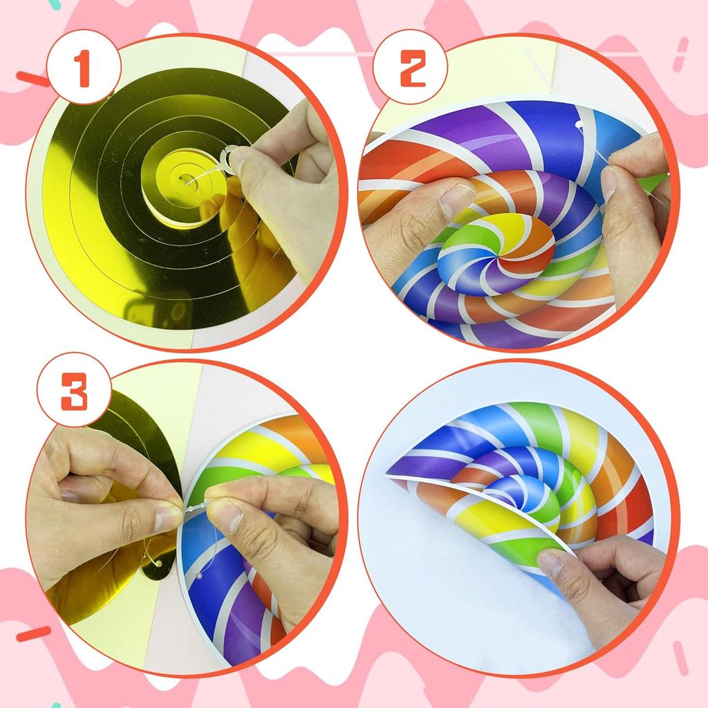 54 PCS Candyland Party Decorations Candy Hanging Swirls Colorful Lollipop Hanging Swirls Ceiling Decor for Baby Shower Birthday Party