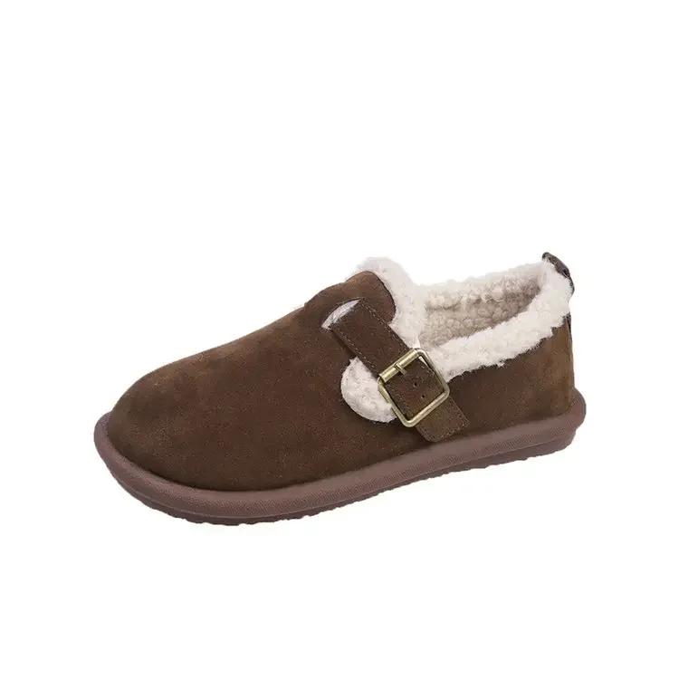 2024newWinter Warm Furry Slippers For Women Indoor Soft Plush House Slippers With Adjustable Buckle Ladies Cozy Fuzzy Flat Shoes