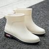 Rain Shoes Women's Short Tube Warm New Waterproof Shoes Rubber Shoes Four Seasons Students Versatile Fashion Non-slip Outside Rain Boots