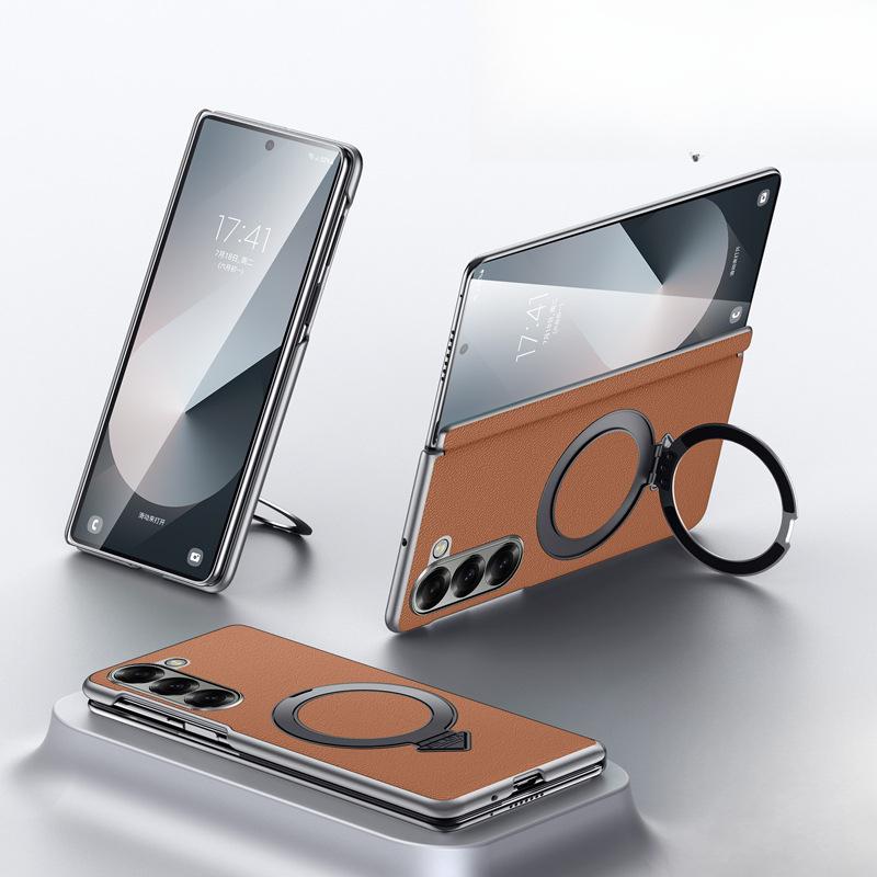 

Подходит для чехла для мобильного телефона Samsung ZFlod6, складная подставка, магнитная адсорбция, защита от падения, полная защита, чехол-книжка 6-го поколения, мужской кожаный чехол Samsung ZFold5