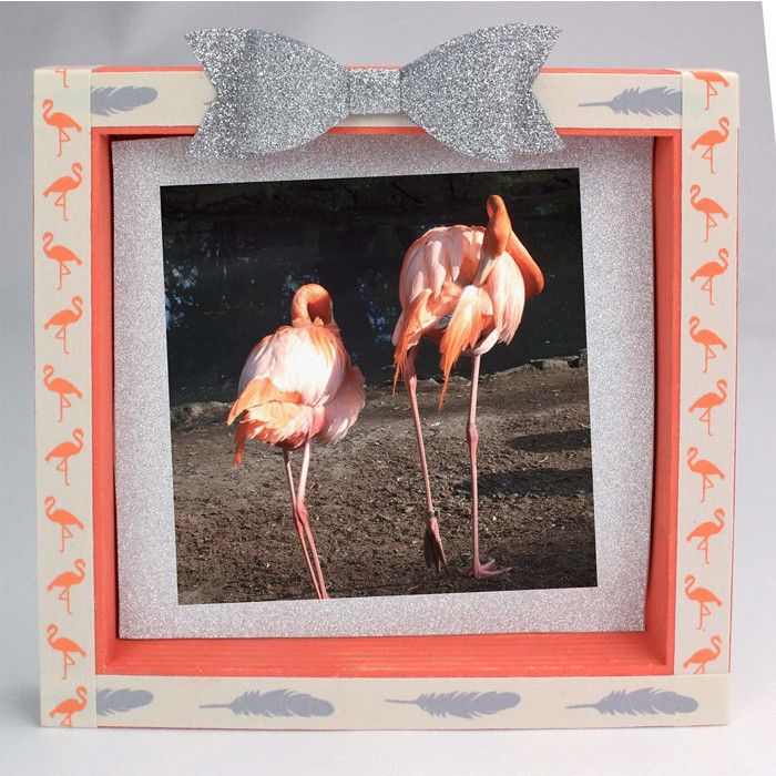 Ruban imprimé en coton Flamant orange 1,5 cm 2 m