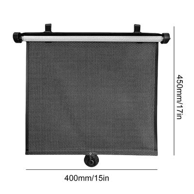 2Pcs Car Retractable Roller Sunshade 15 Inch Car Retractable Sunshade Curtain Press Button Roll Up Telescopic Sunshade Blocking