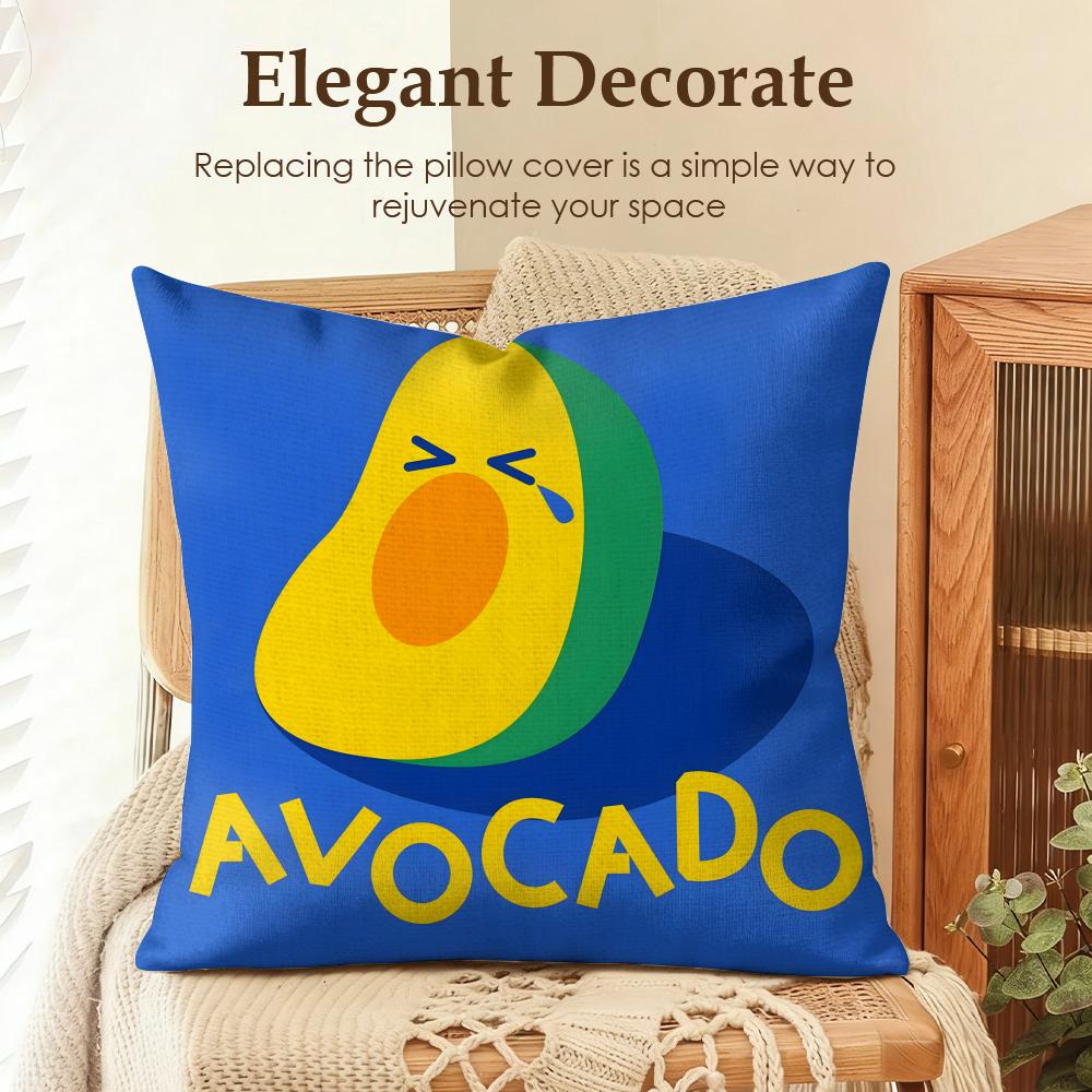 Cute Anime Fruit Cushion Cover Natural Linen Organic Fabric Double-Sided Printing Sofa Home Decor Gift Pillow Case