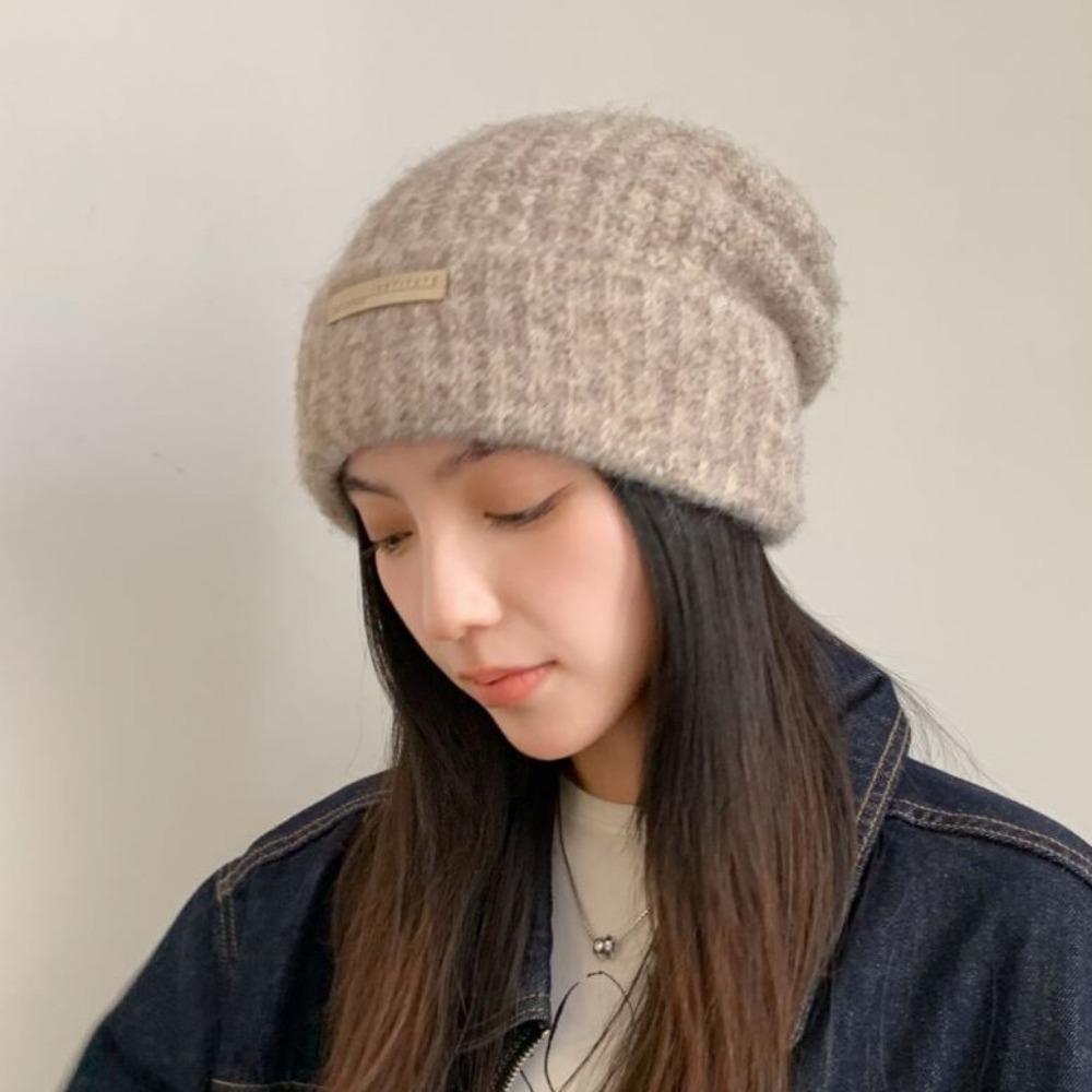 All-match Plush Woolen Hat Soft Brimless Beanie Cap Fashion Knitted Pullover Hat  Female
