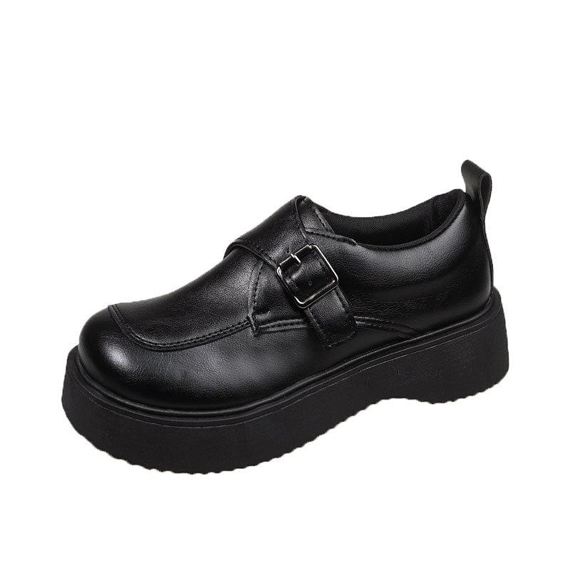 Versatile Muffin Platform Single Shoes with Skirts and Small Leather Shoes for Women's Spring 2025 New Black British Loafers
