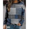 Plaid Printed Long Sleeve Round Neck Sweater Gingham Floral Print Long Sleeve Pullover