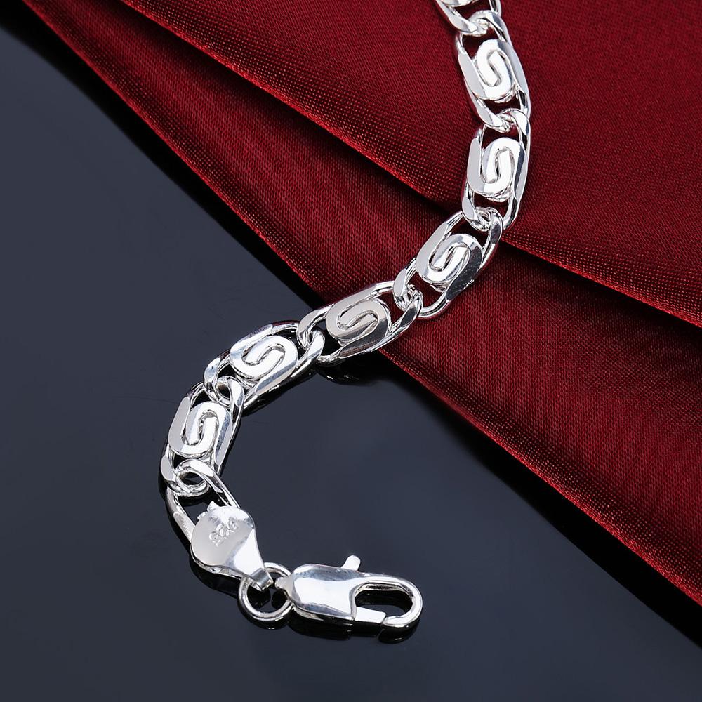 Fashion Beautiful 925 Silver Solid Bracelet for Women Men Chain Charm Classic Wedding Gift High Quality Jewelry Wholesale LH008