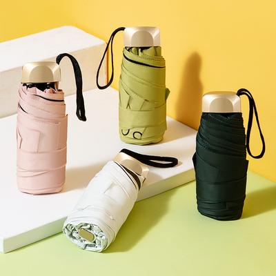Mini Ombrello da Sole Ombrello da Tasca Vinile Pieghevole Protezione UV Parasole Ombrello da Tasca Ombrello a Capsula