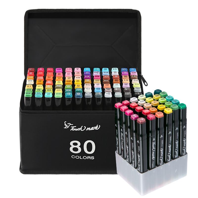 Dual-Tip Art Marker Set - 120 Colors, Hard Tip, Oil-Based for Students