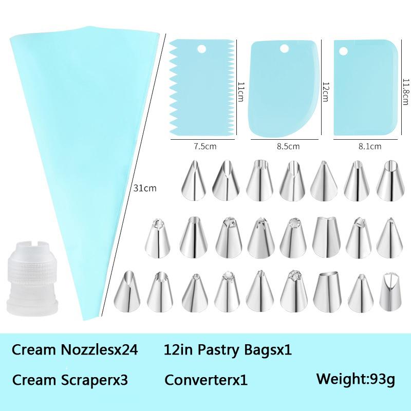 14/29 Pcs Cream Nozzles Set Kitchen Bakery Cake Icing Piping Cream Cake Decorating Tools Accessories Reusable Pastry Bags