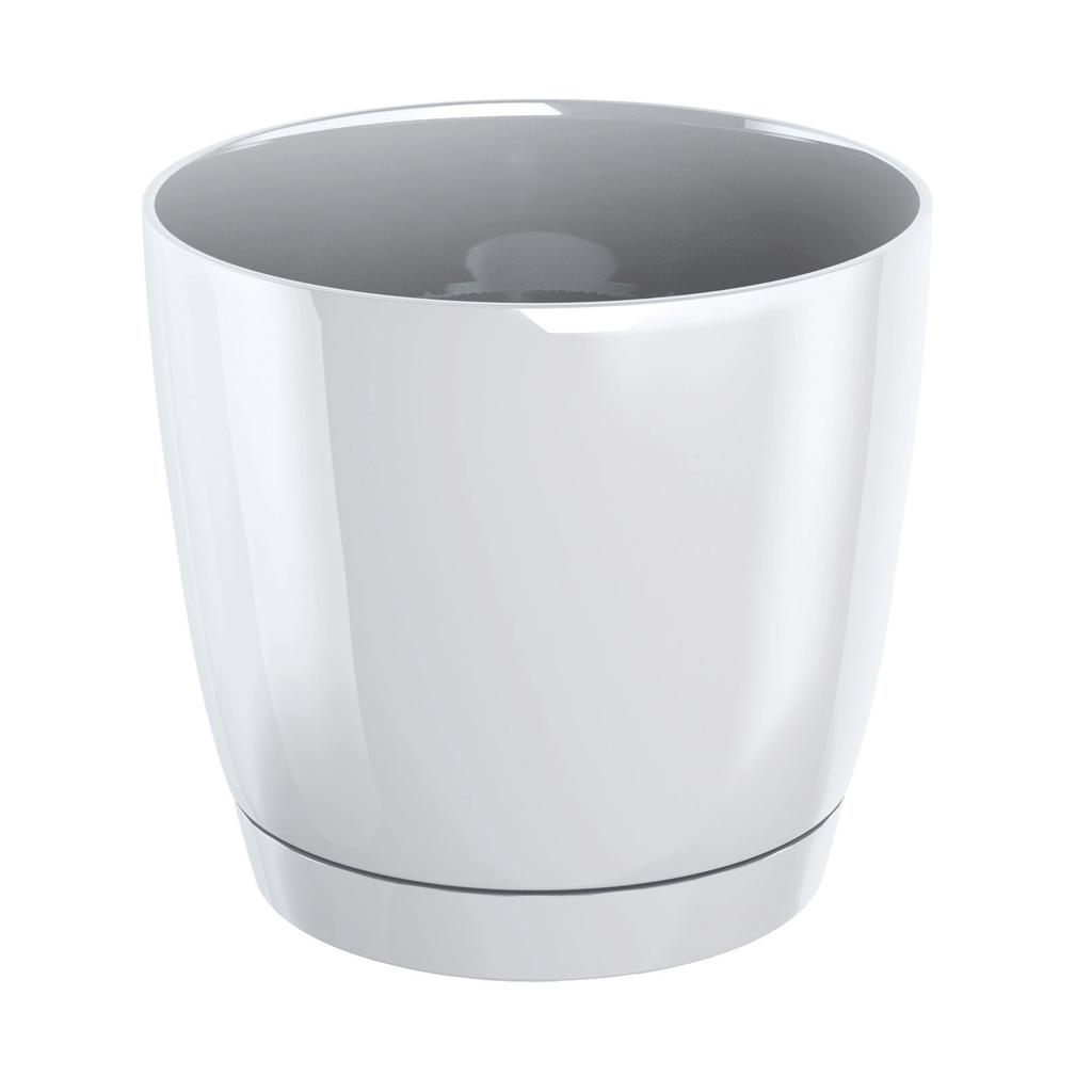 Coubi round flowerpot with saucer, white, 21x193cm
