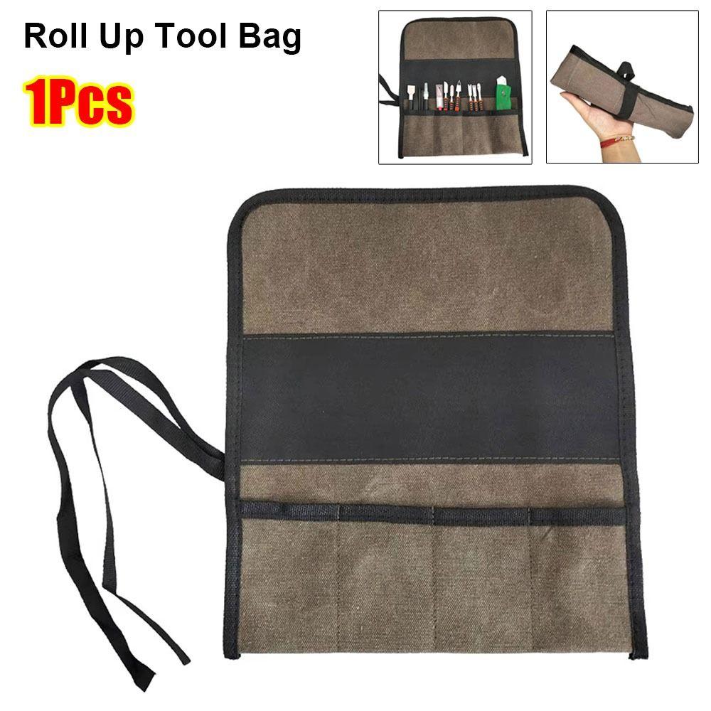 1Pcs Oxford Cloth Roll Up Tool Bag Multiple Pocket Screwdrivers Drills Wrench Pouch Multi-Purpose Storage Case Bag Hanging Tool