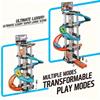 5-Level 3D Parking Garage Track Playset with 2 Cars, 360° Rotating, Drift Tracks, Helipad & Launcher | DIY Assembly Educational Toy