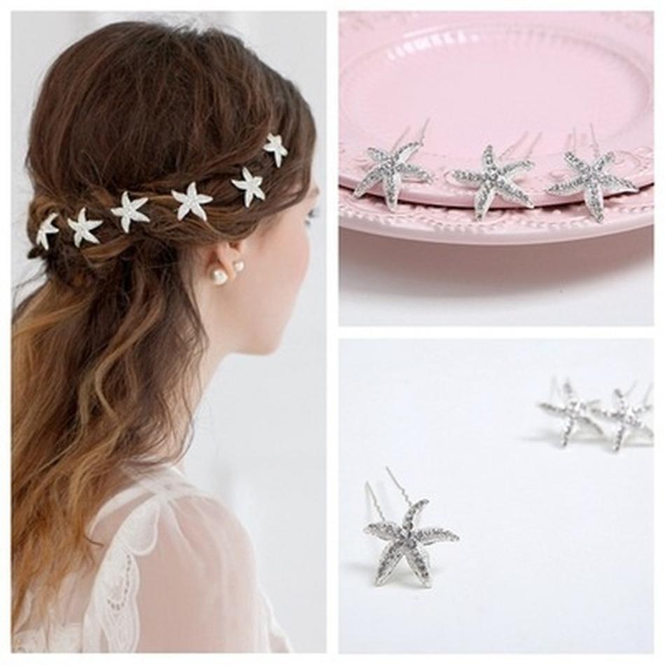 5/10PCS Fashion Cute Elegant Woman U-shaped Starfish Hair Clip Pin Wedding Bride Girl Pin Hair Comb Hair Ornaments