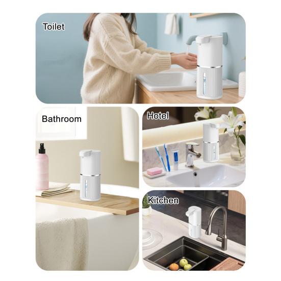 Touchless Automatic Soap Dispenser USB Rechargeable IPX5 Waterproof 4-Level Adjustable Dispensing 380ml Capacity Soap Dispenser