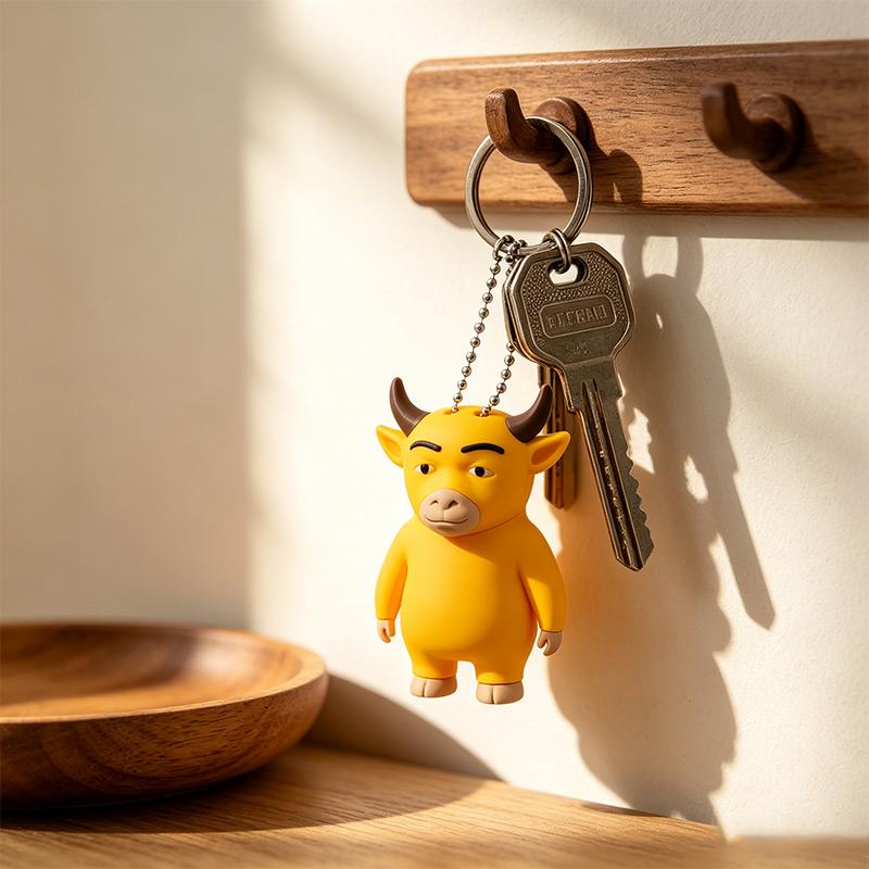Funny Cow Pendant Keychain 3D Printed Bull Figurine Cartoon Quirky Bag Charm Backpack Hanger Desktop Ornament Meme Gift Custom
