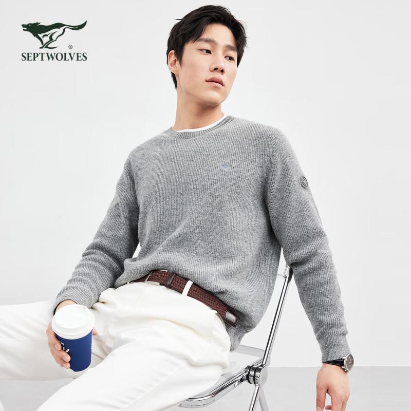 Septwolves Men's Round Neck Wool Sweater