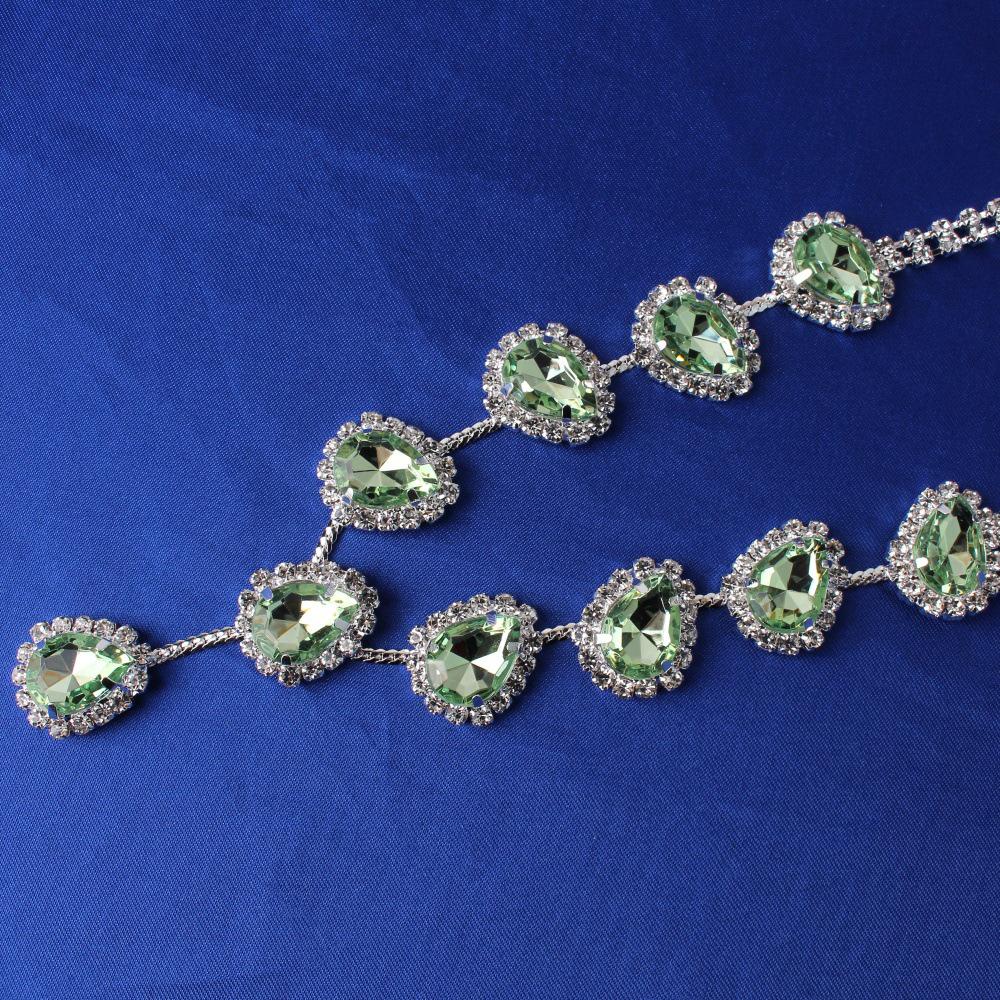 European & American Fashion Colored Diamond Teardrop Necklace & Earrings Set - Bridal Jewelry