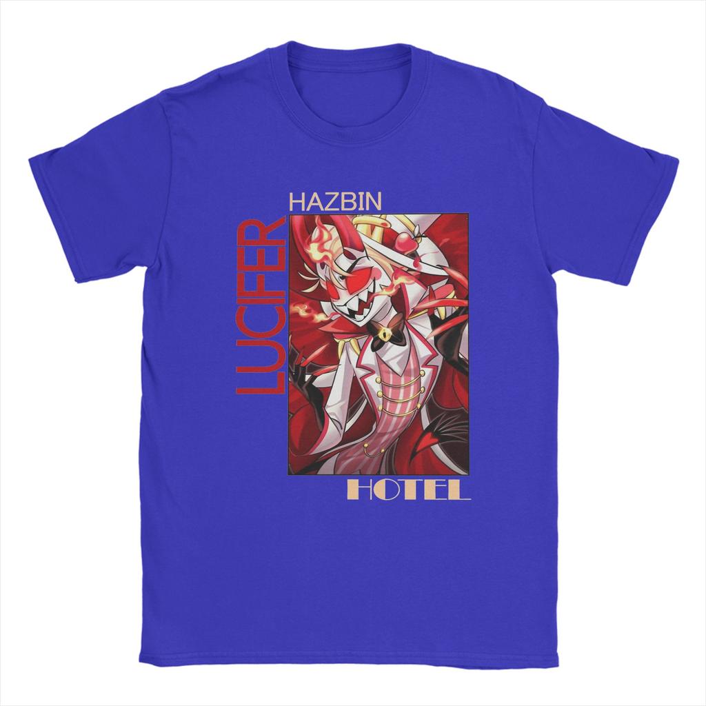 Herren T-Shirts Hazbins Hotels Lucifer Humor Reines Baumwoll T-Shirt Kurzarm T-Shirt Rundhals Kleidung Erwachsener