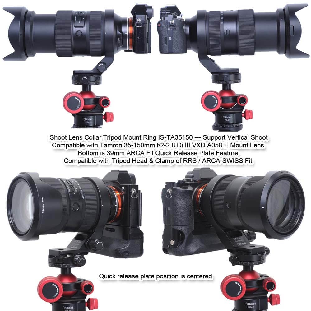 iShoot Lens Support Lens Bracket Tripod Camera Tripod Mount Compatible with Tamron Di III VXD A058 E Bottom Quick Release Plate with Compatible with