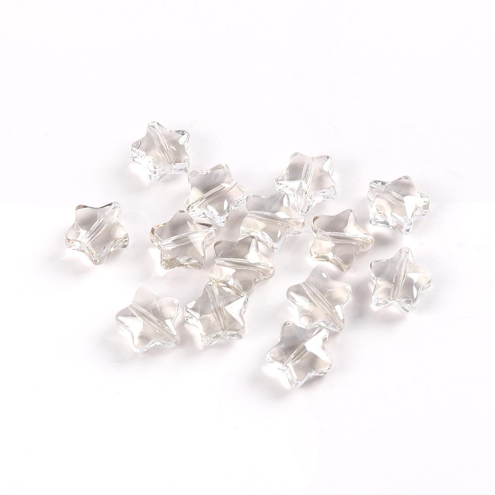 8Mm Gradual Change Three-Dimensional Pentagram Glass Beads Gold-Painted Stars Loose Beads Diy String Beads Antique Hairpin Necklace Accessories