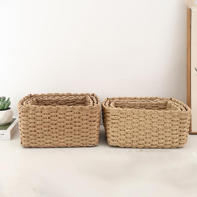 Handwoven Storage Basket — Home & Desktop Organizer for Sewing Supplies, Miscellaneous Items, and Cosmetics